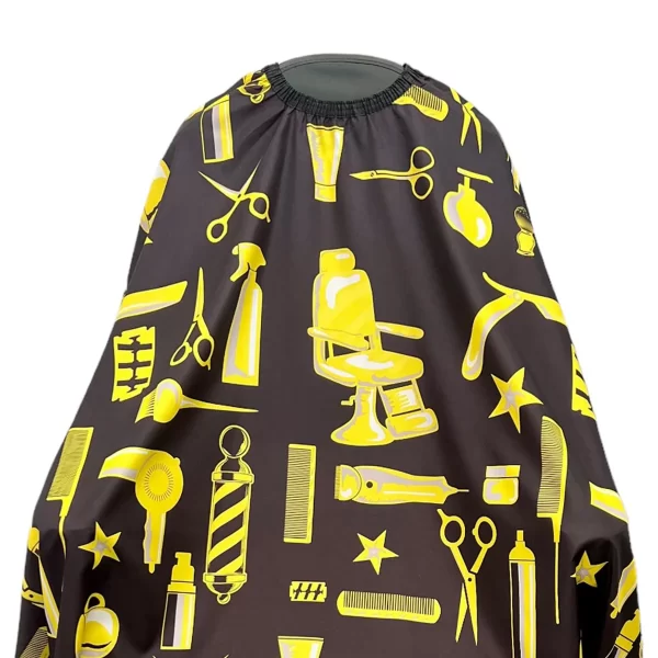 Barber Hairdressing Hair Cutting Cape & Gown Tools Pattern (Black & Yellow)