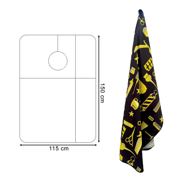 Barber Hairdressing Hair Cutting Cape & Gown Tools Pattern (Black & Yellow) - Image 2