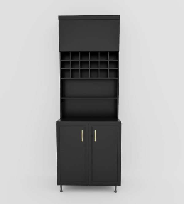 Modish Deluxe Barber Towel Cabinet with Storage and Towel Compartments (Black)